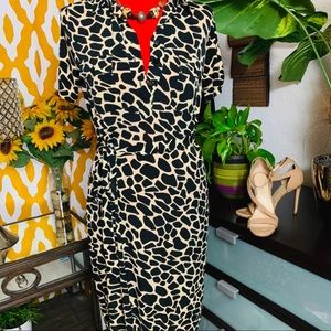 Cheetah print dress with belt.